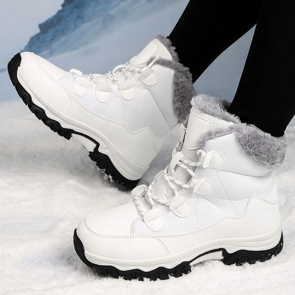 Maylrvjv Women's Snow Boots Winter Warm Waterproof Anti-Slip Lightweight Lace Up Boots Ladies Casual Outdoor Mid Calf Boots