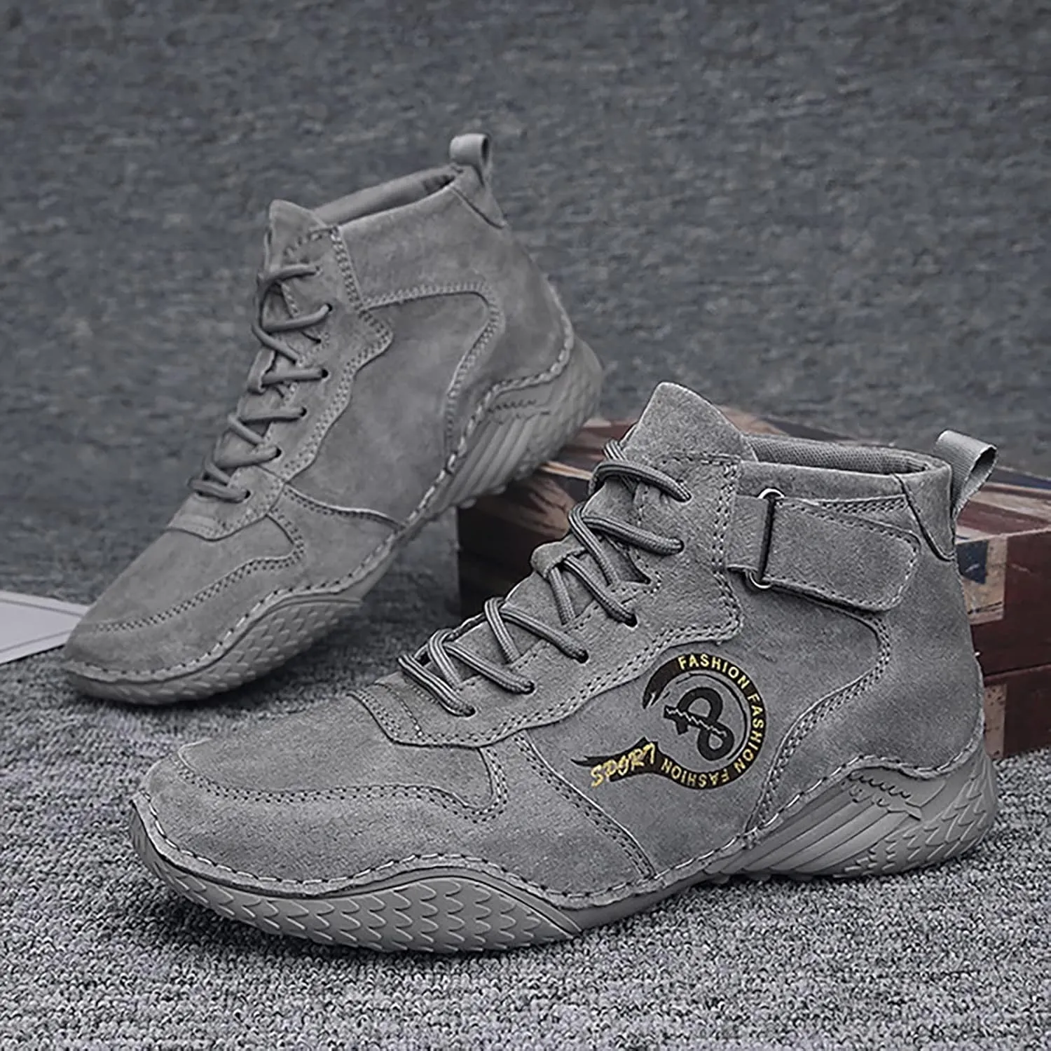 Men Running Athletic Shoes Men's British Large Casual Suede Foreign Trade Lace Up and Hook Loop Sneakers Tennis Workout Gym Sports Sneakers