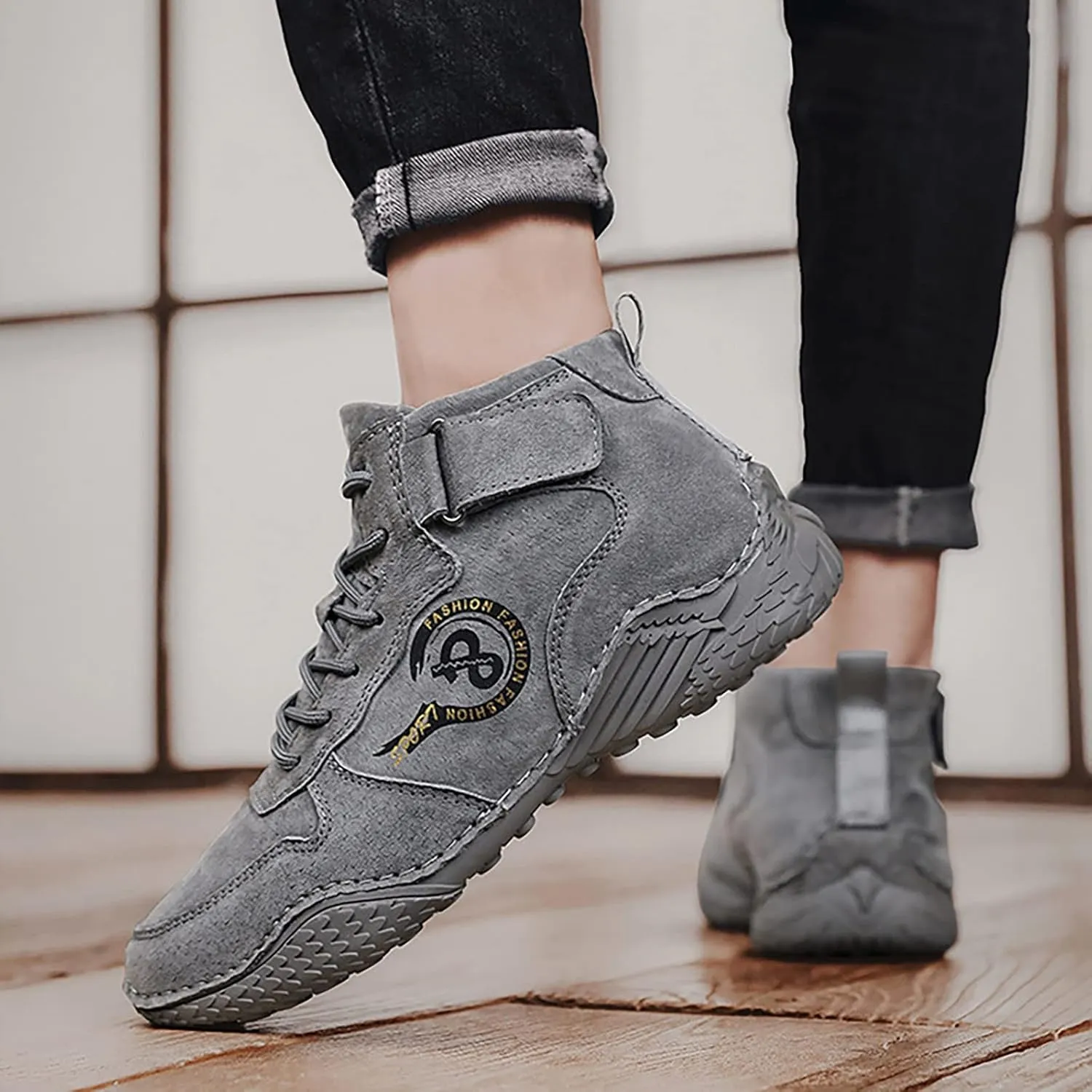 Men Running Athletic Shoes Men's British Large Casual Suede Foreign Trade Lace Up and Hook Loop Sneakers Tennis Workout Gym Sports Sneakers