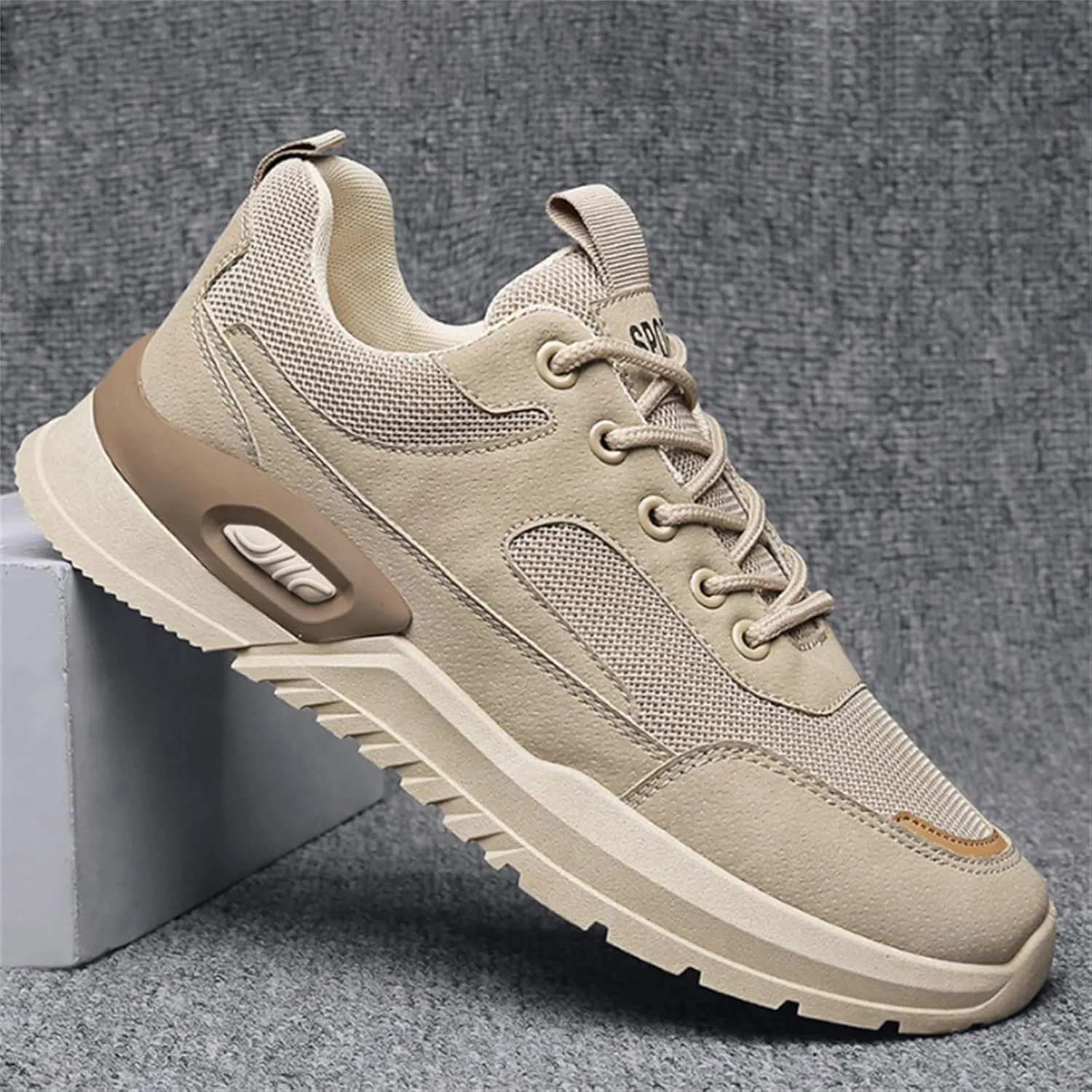 Mens Breathable Lace Up Running Shoes Portable Non Slip Fitness Workout Shoe Athletic Fashion Sneakers for Men