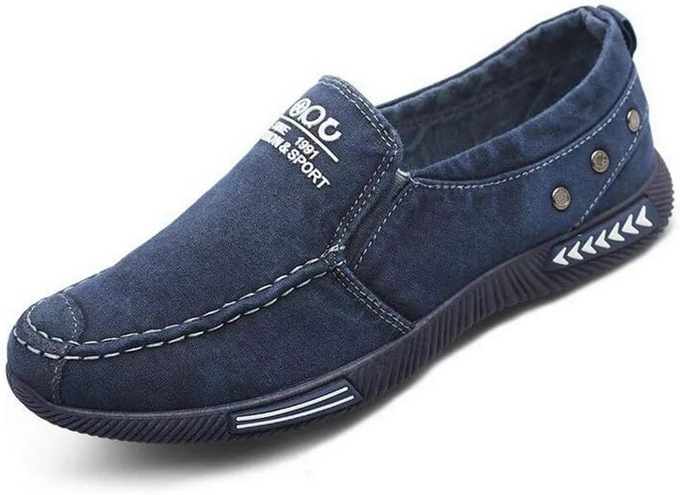 Men's Canvas Low Top Shoes Slip on Sneakers Casual Loafers Sneakers