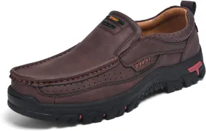 Men's Casual Leather Loafers Slip-On Moccasins Comfort Non-Slip Walking Shoes Breathable Soft Sole Office Driving Shoes