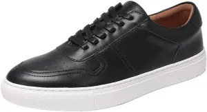 Men's Casual Shoes Fashion Plain Toe Lace up Low Top Formal Business Office Derby Shoes Daily Non-Slip Soft Sole Shoes(Black,8)