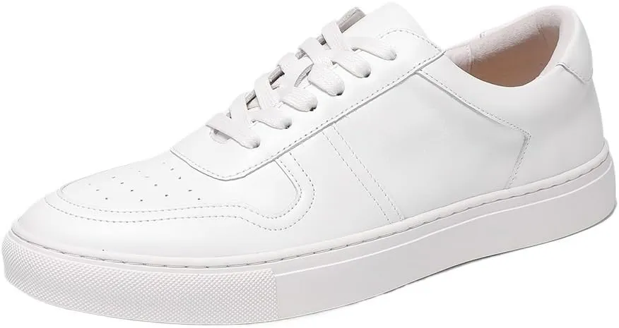 Men's Casual Shoes Fashion Plain Toe Lace up Low Top Formal Business Office Derby Shoes Daily Non-Slip Soft Sole Shoes(White,7)