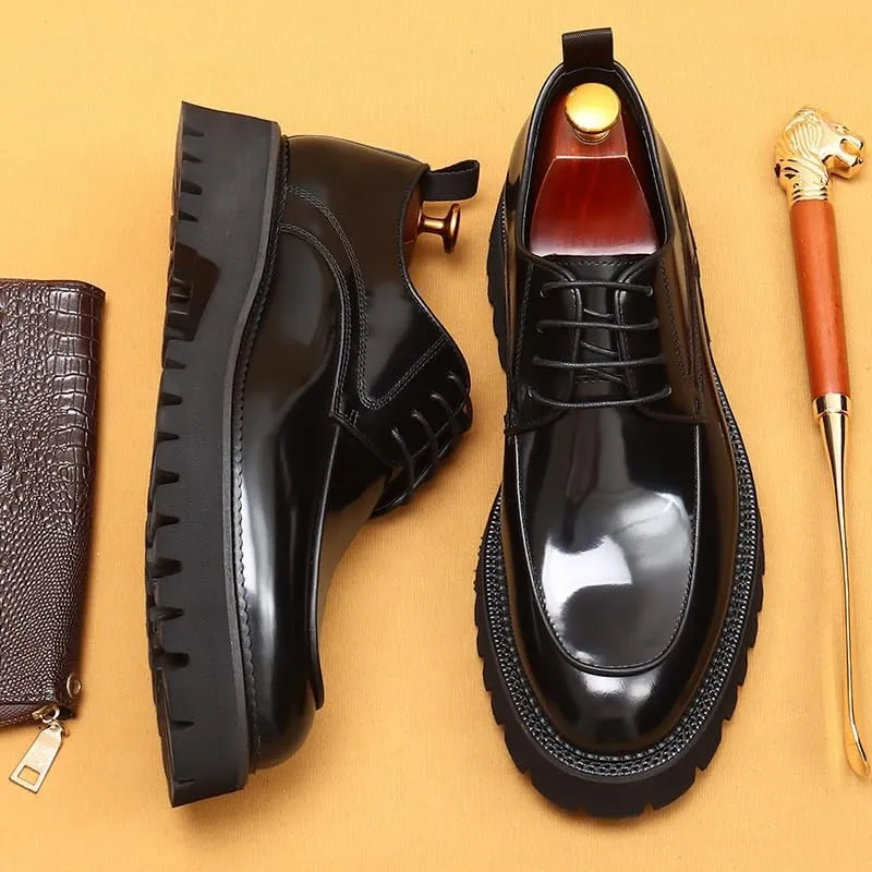 Men's Dress Shoes Mens Shiny Patent Leather Lace Up Business Oxford Shoes Comfortable Non-Slip Low Tuxedo Shoes for Men