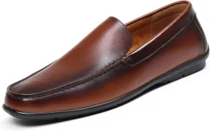 Mens Driving Loafers, Driver Loafers for Men, Dress Loafer Shoes Casual Slip On Leather Loafer, Brown 11.5