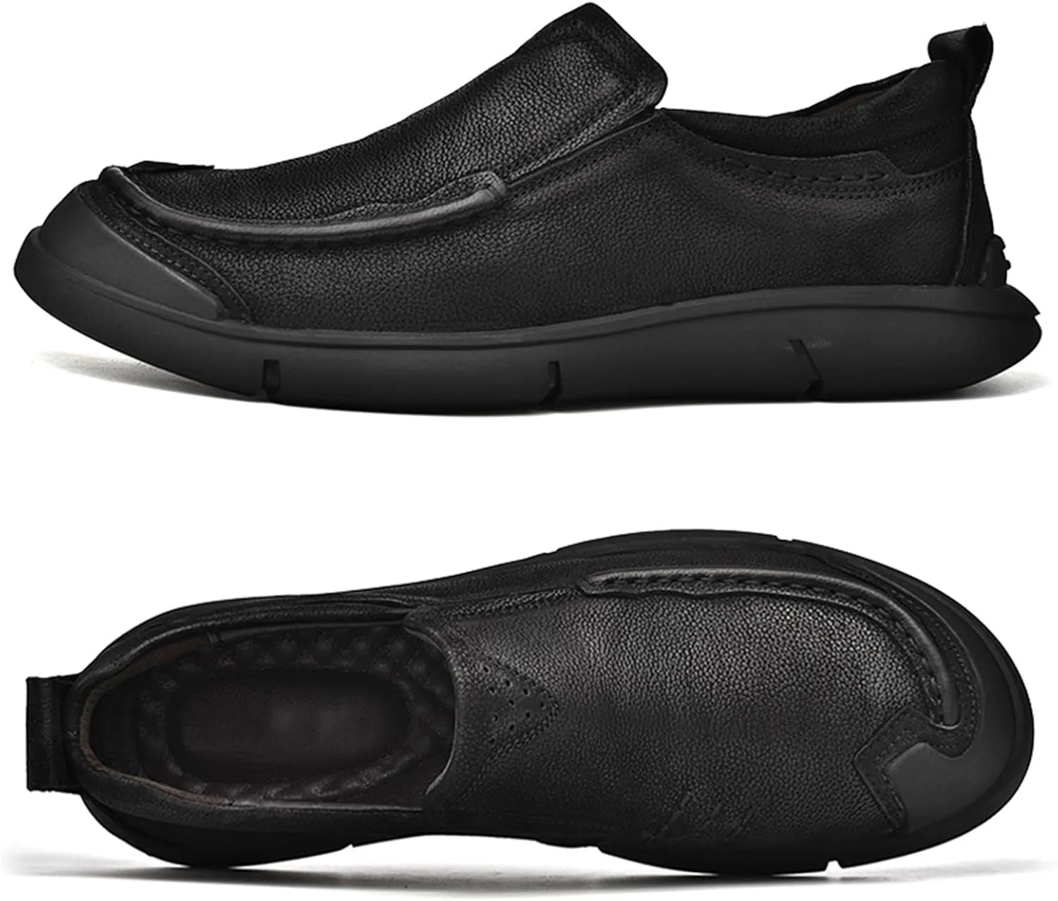 Men's Genuine Leather Slip On Casual Loafers Comfortable Soft Sole Lightweight Non-Slip Driving Walking Shoes Mocasines