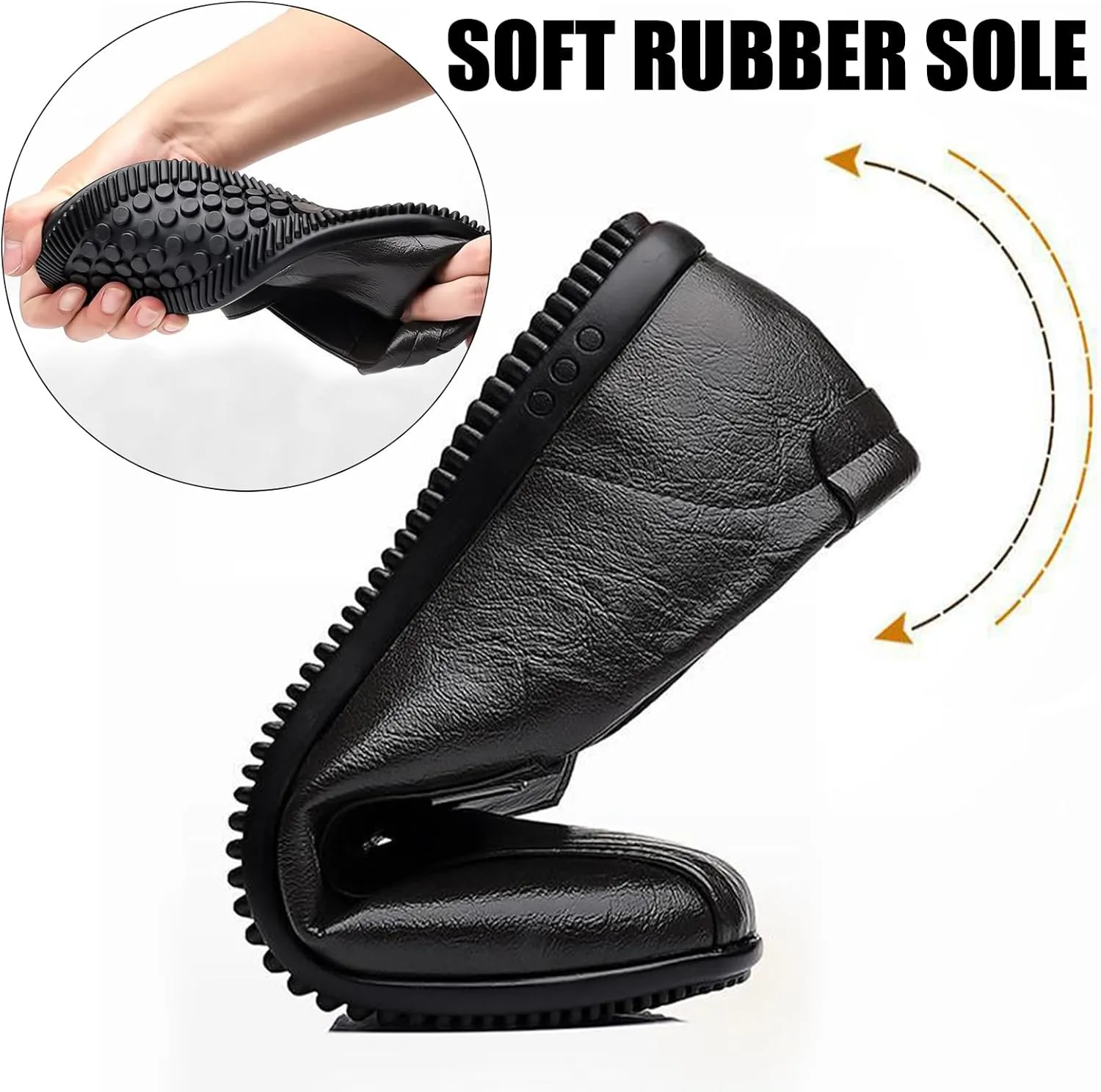 Men's Leather Casual Flat Loafers Fashion Slip On Lightweight Anti-Slip Soft Sole Driving Walking Shoes Penny Loafers for Men