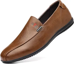 Men's Leather Casual Flat Loafers Fashion Slip On Lightweight Anti-Slip Soft Sole Driving Walking Shoes Penny Loafers for Men