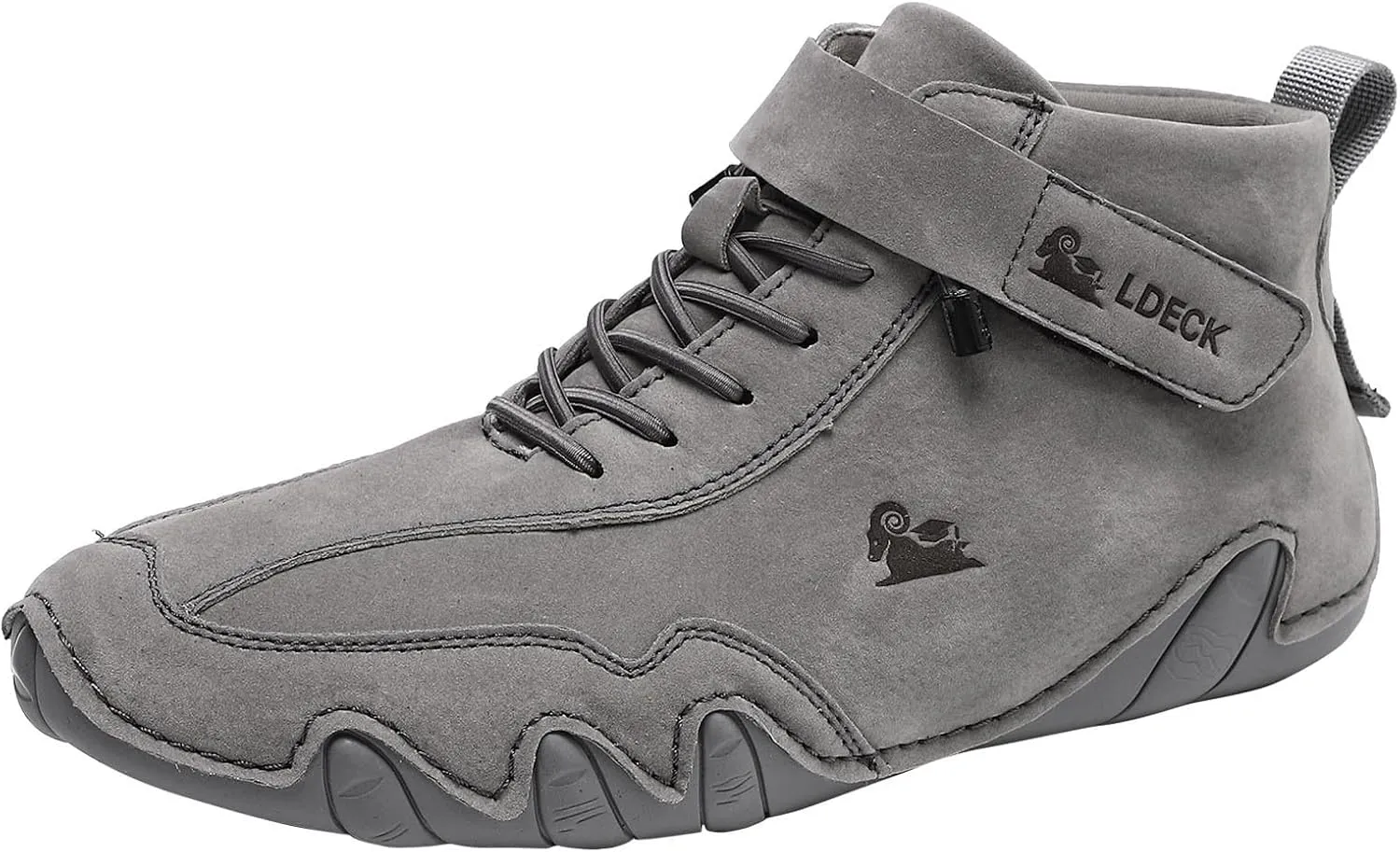Men's Walking Shoes Trendy High Top Sneakers Hook and Loop Barefoot Shoes Soft Flat Soled Hiking Sneaker