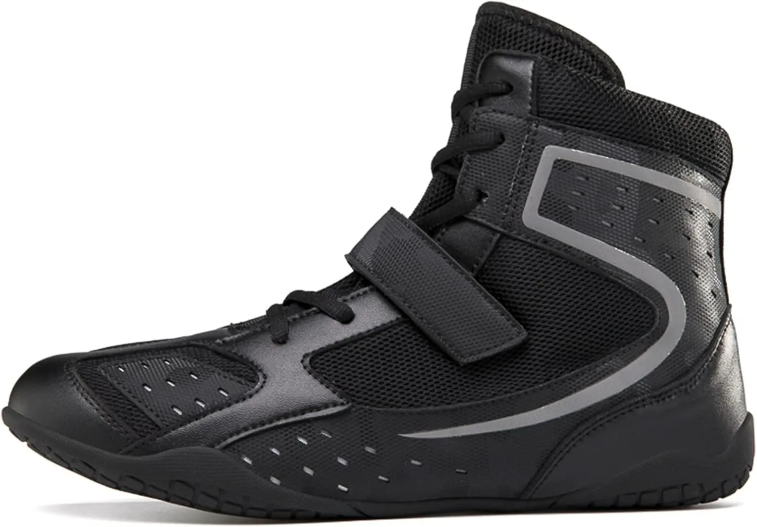 Men's Women's Boxing Boots, Leather Wrestling Footwear Anti-Slip Unisex Boxers Trainers Lightweight Fitness Shoes