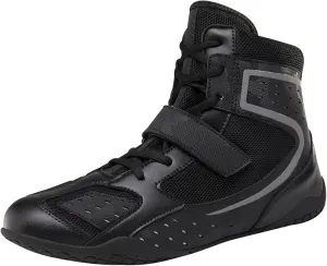 Men's Women's Boxing Boots, Leather Wrestling Footwear Anti-Slip Unisex Boxers Trainers Lightweight Fitness Shoes