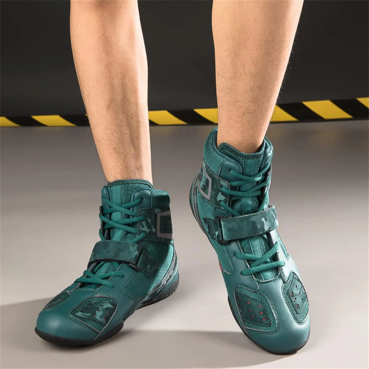 Men's Women's Boxing Boots, Leather Wrestling Footwear Anti-Slip Unisex Boxers Trainers Lightweight Fitness Shoes