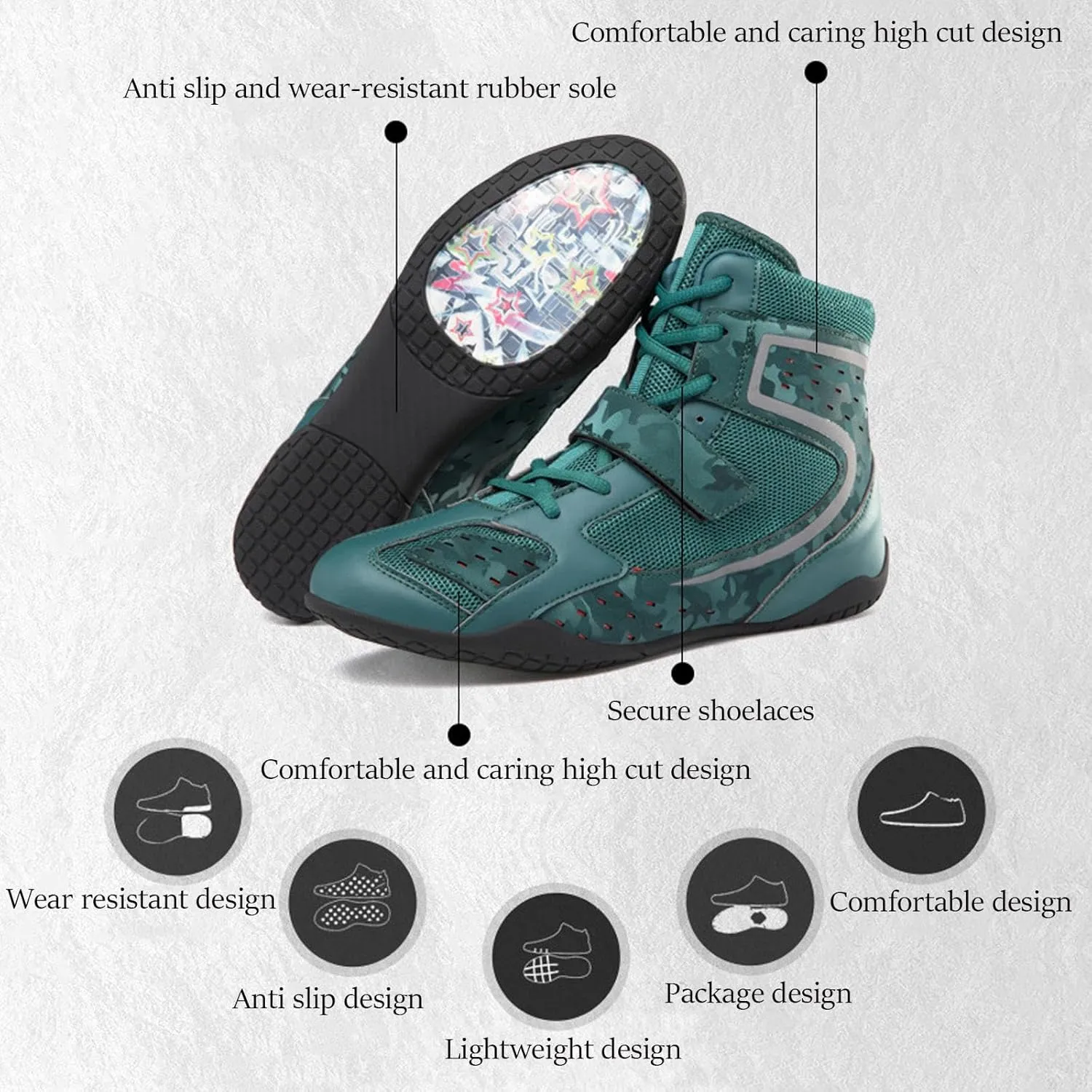 Men's Women's Boxing Boots, Mens Kids Adults Wrestling Shoes, Unisex Junior Boxers Trainers Fight Shoes Breathable Athletic Fitness Shoes
