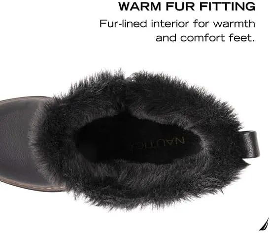 Nautica Women Fur Chelsea Boots Winter Platform Chunky Low Heel Microsuede Comfortable & Slip Resistant Ankle Mid Calf Boots for Ladies