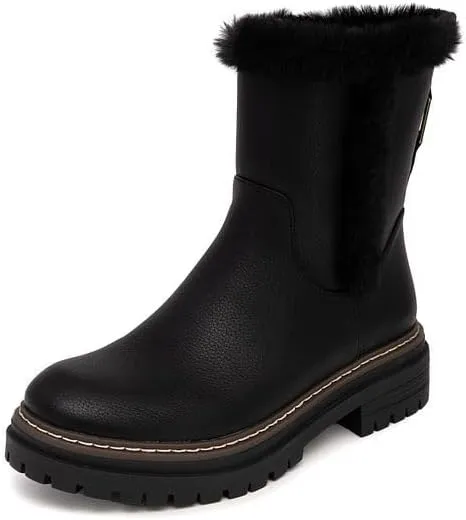 Nautica Women Fur Chelsea Boots Winter Platform Chunky Low Heel Microsuede Comfortable & Slip Resistant Ankle Mid Calf Boots for Ladies