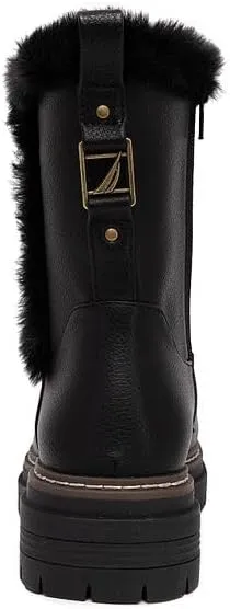 Nautica Women Fur Chelsea Boots Winter Platform Chunky Low Heel Microsuede Comfortable & Slip Resistant Ankle Mid Calf Boots for Ladies