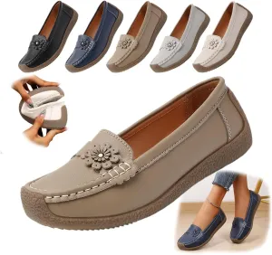 Orthopedic Women's Leather Loafers –Lightweight Slip-On FlatsBoat with Arch Support, Soft Sole for Business, Driving, Walking, Work, and Casual Wear
