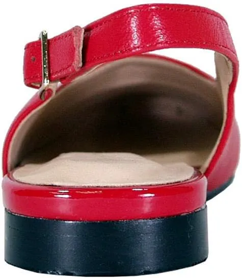 Peerage Kennedy Women's Wide Width Slingback Casual Leather Flats with Patent PU Round Toe Cap