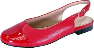 Peerage Kennedy Women's Wide Width Slingback Casual Leather Flats with Patent PU Round Toe Cap