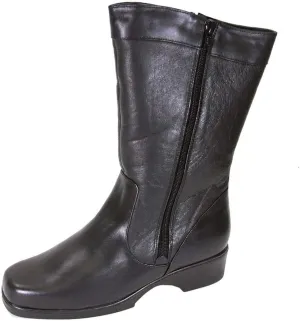 Peerage Maya Women Wide Width Leather Dual Side Zip Mid-Calf Boots