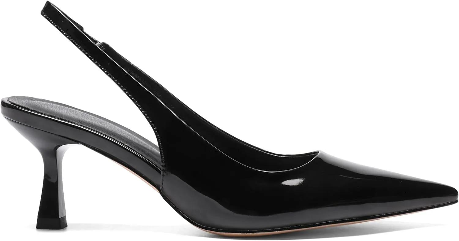 Pointed Toe Slingback Heels for Women Slip On Kitten Heel Pumps