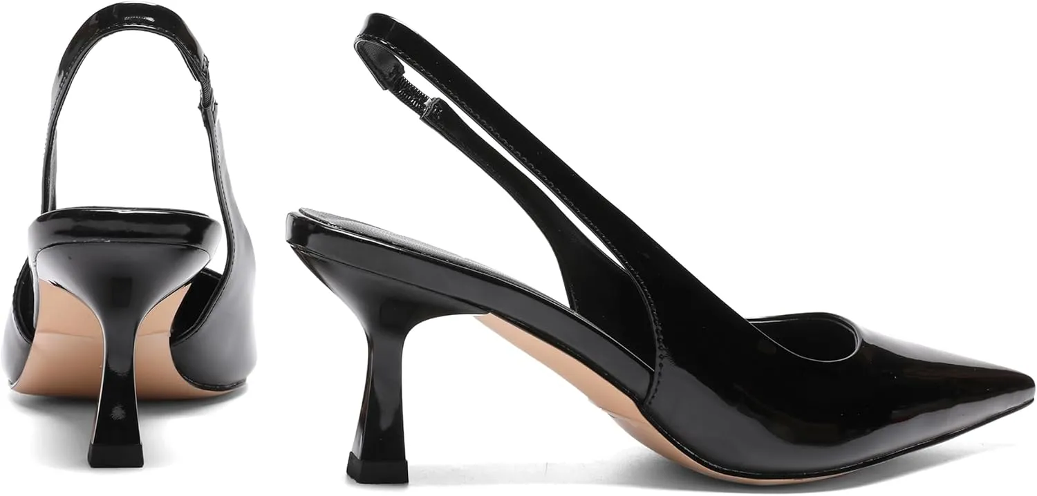 Pointed Toe Slingback Heels for Women Slip On Kitten Heel Pumps