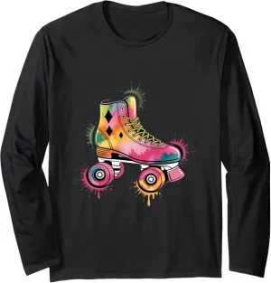Retro Graffiti Roller Skater Shoes Roller Skating Long Sleeve T-Shirt