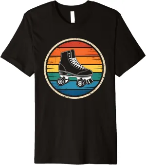 Retro Sunset Roller Skate Shoes Silhouette Roller Skating Premium T-Shirt