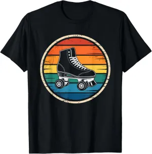 Retro Sunset Roller Skate Shoes Silhouette Roller Skating T-Shirt