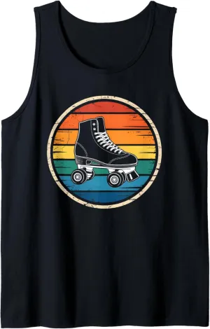 Retro Sunset Roller Skate Shoes Silhouette Roller Skating Tank Top