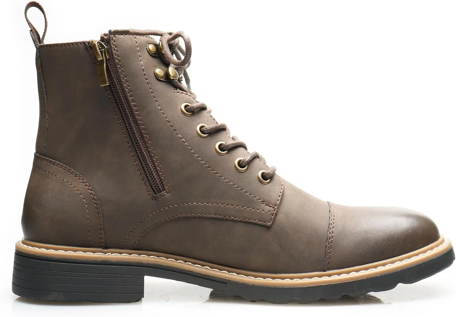 Retro Women Black Lace-up Combat Boots Leather Classic Low Block Chukka Ankle Boots for Women