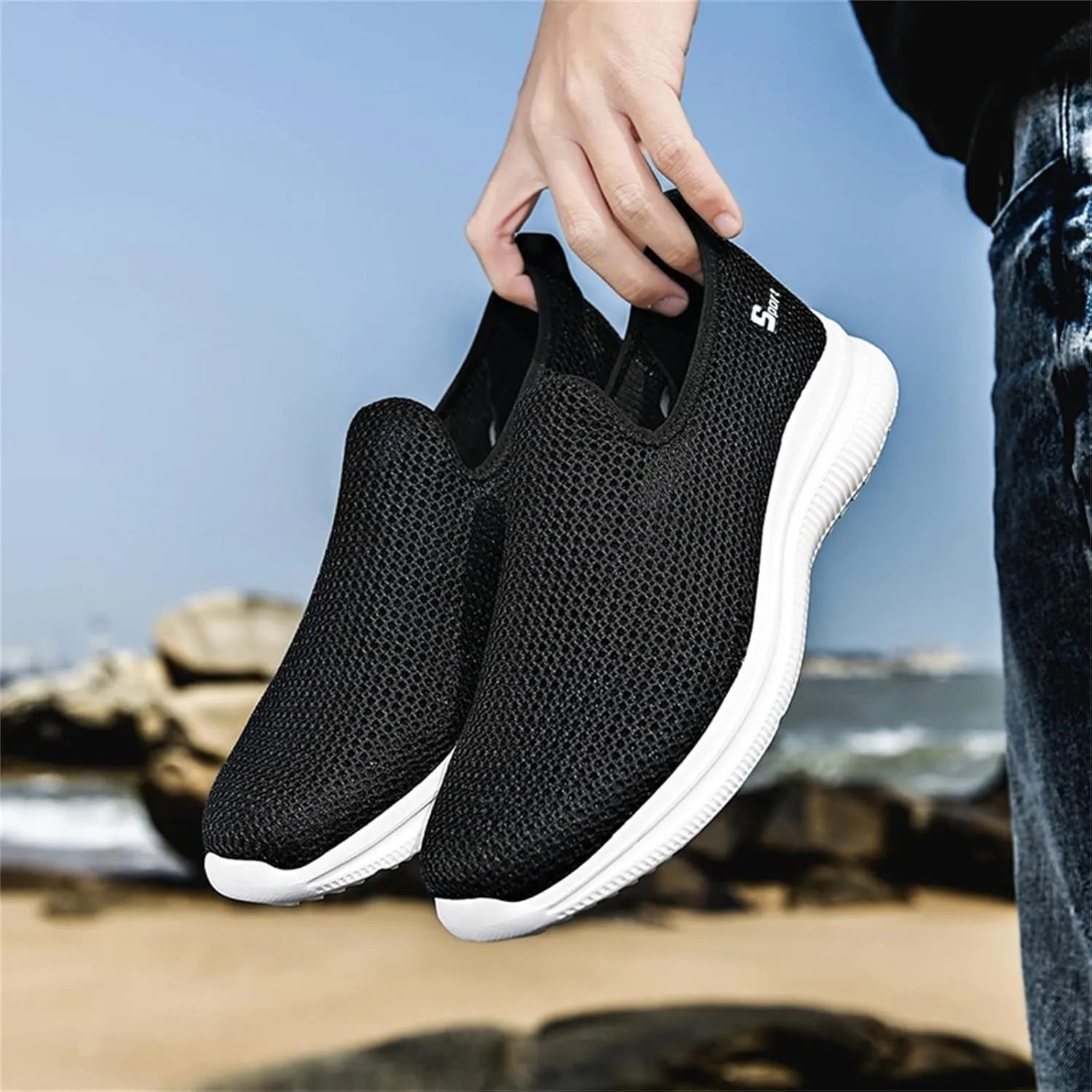 Running Shoes for Men Mesh Ladies Casual Shoes Platform Sneakers Men's KnitFlex Breeze Mesh Sneakers Oxfords Lace White Tennis Shoe Loafers Shoe