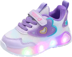 Sneakers for Girls Mesh Breathable LED Light Up Flashing Boys Girls Lightweight Adorable Running Sneakers Little Kid