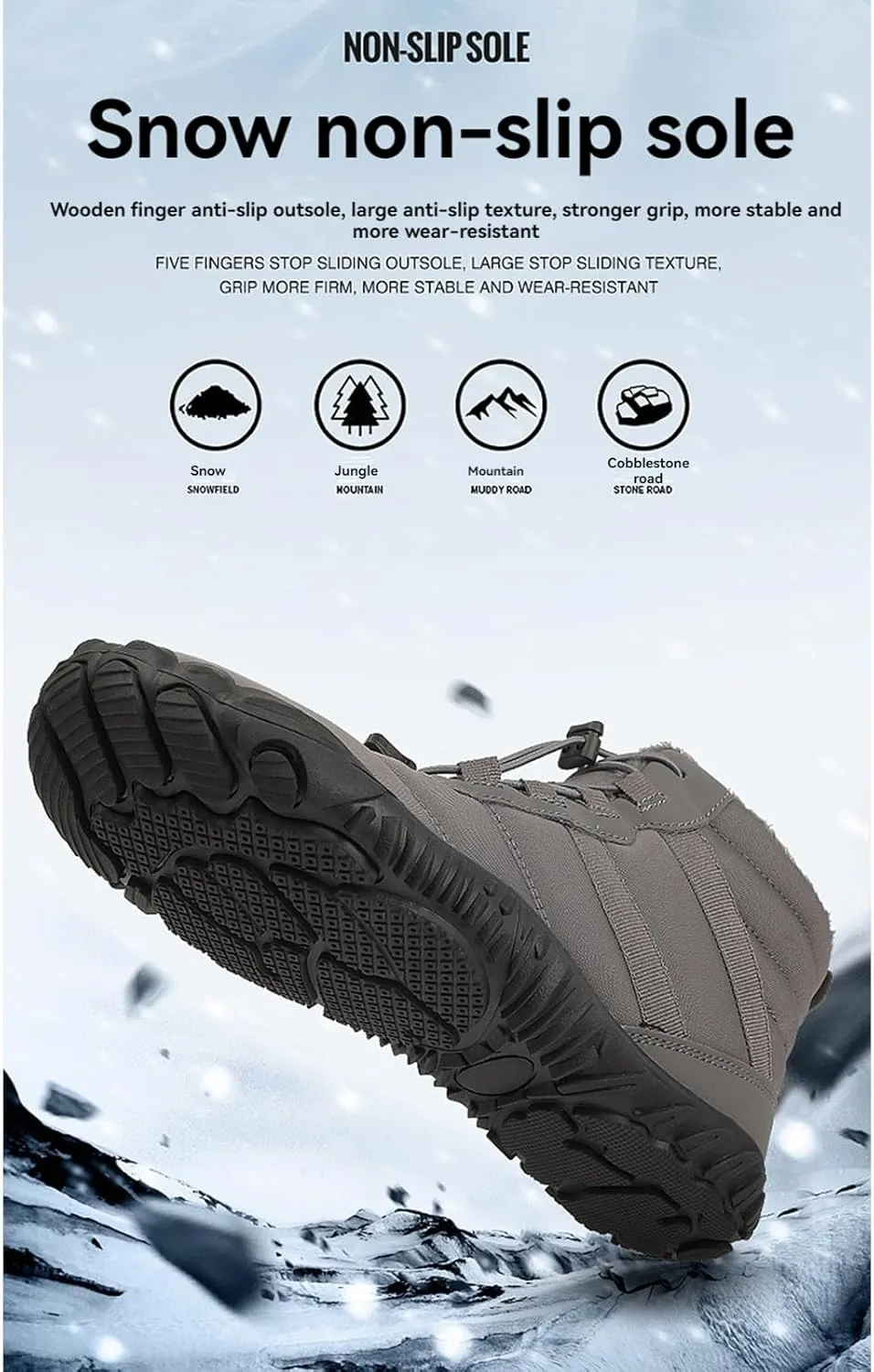 Snow Boots for Men Women Barefoot Shoes Waterproof Wide Toe Box Shoes Winter Cotton Boots Sneakers, Casual Warmth Quilted Outdoor Shoes