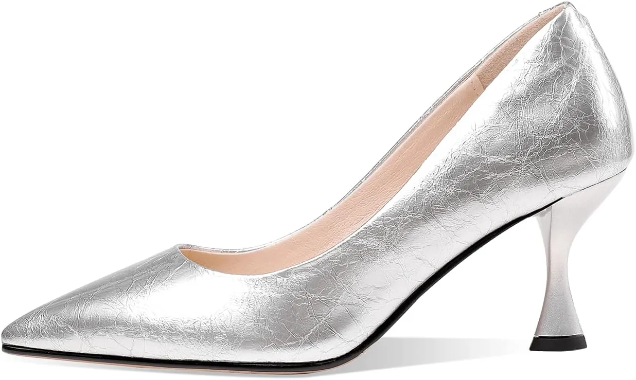 TinaCus Women's Handmade Glossy Patent Leather Sexy Kitten Heel Pointed Toe Glitter Elegant Pumps