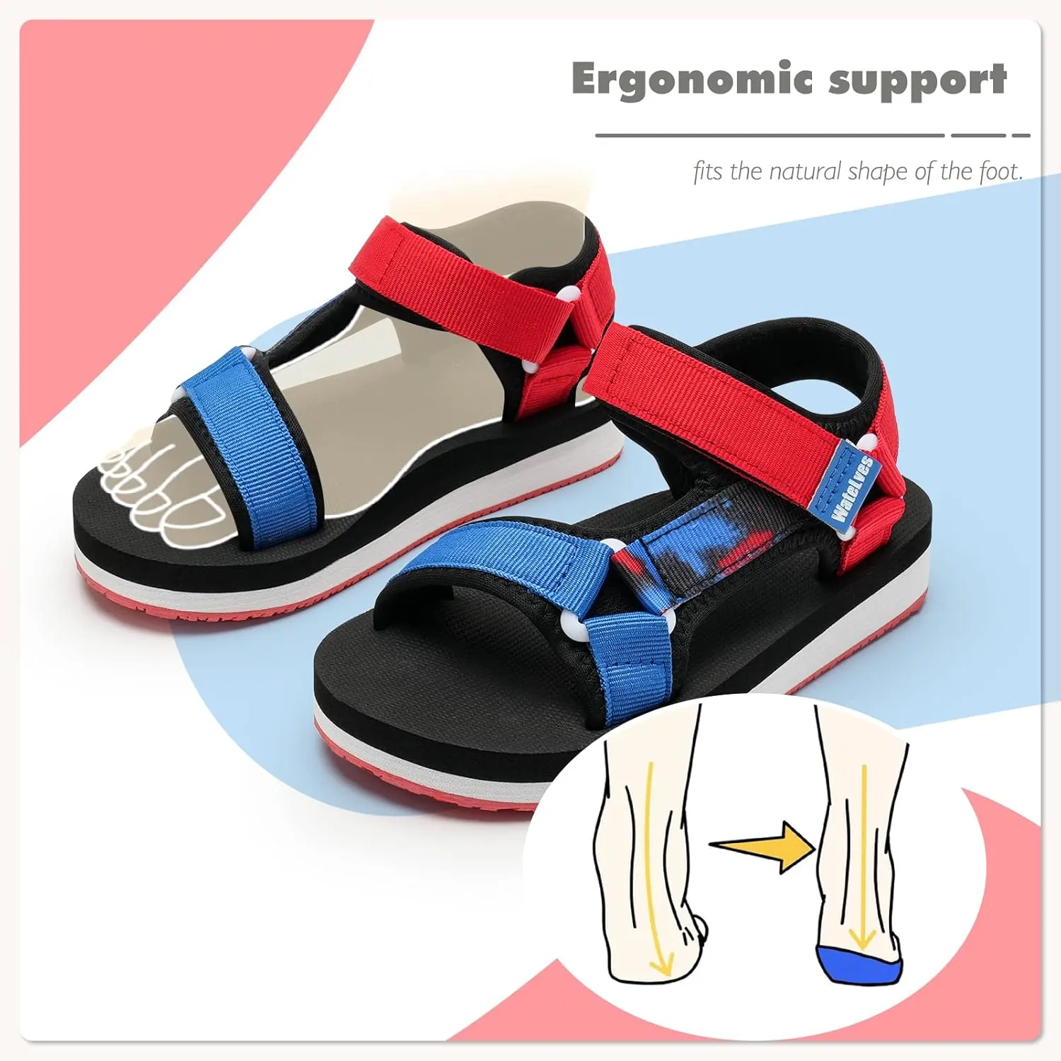 WateLves Kids Boys Girls Summer Outdoor Sandals for Adjustable Strap Open Toe Outdoor Beach Shoes
