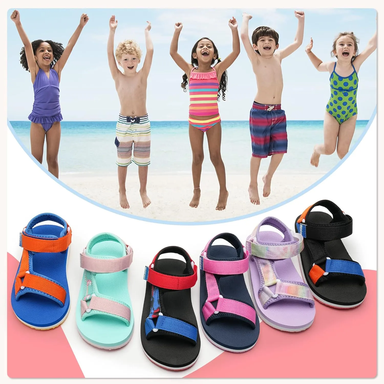 WateLves Kids Boys Girls Summer Outdoor Sandals for Adjustable Strap Open Toe Outdoor Beach Shoes