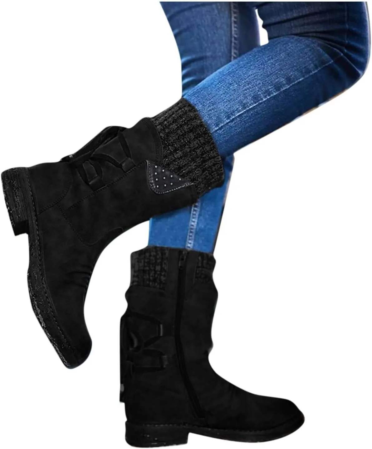 Winter Boots for Women Snow Shoes Warm Comfort Lace-Up Insulated Non-Slip Outdoor Lace-Up Mid Calf Boots