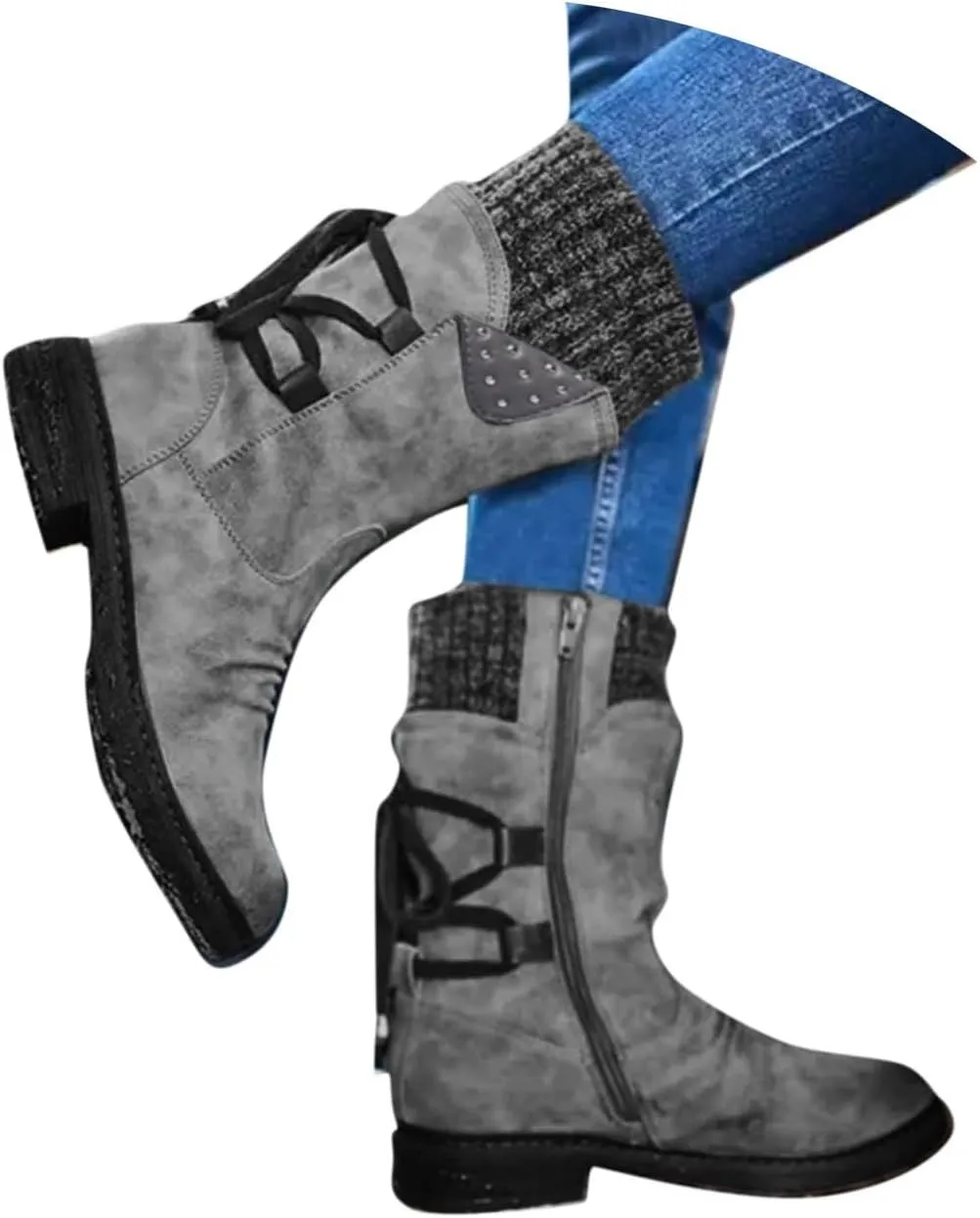 Winter Boots for Women Snow Shoes Warm Comfort Lace-Up Insulated Non-Slip Outdoor Lace-Up Mid Calf Boots
