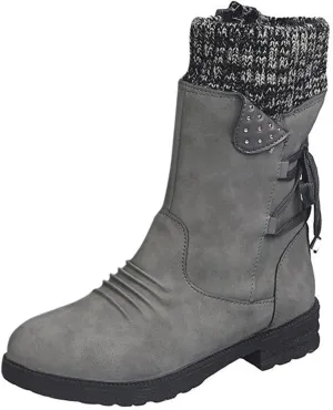 Winter Boots for Women Snow Shoes Warm Comfort Lace-Up Insulated Non-Slip Outdoor Lace-Up Mid Calf Boots