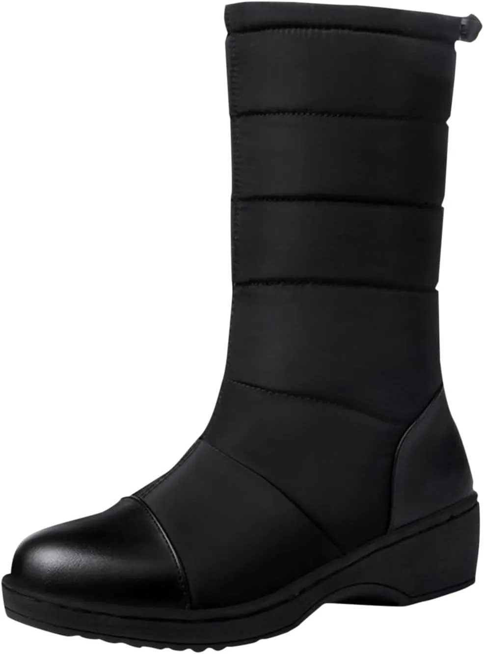 Winter Warm Padded New Flat Bottom Thickened Down Fabric Mid Calf Snow Boots Big Size Womens Fashion Boots Wide