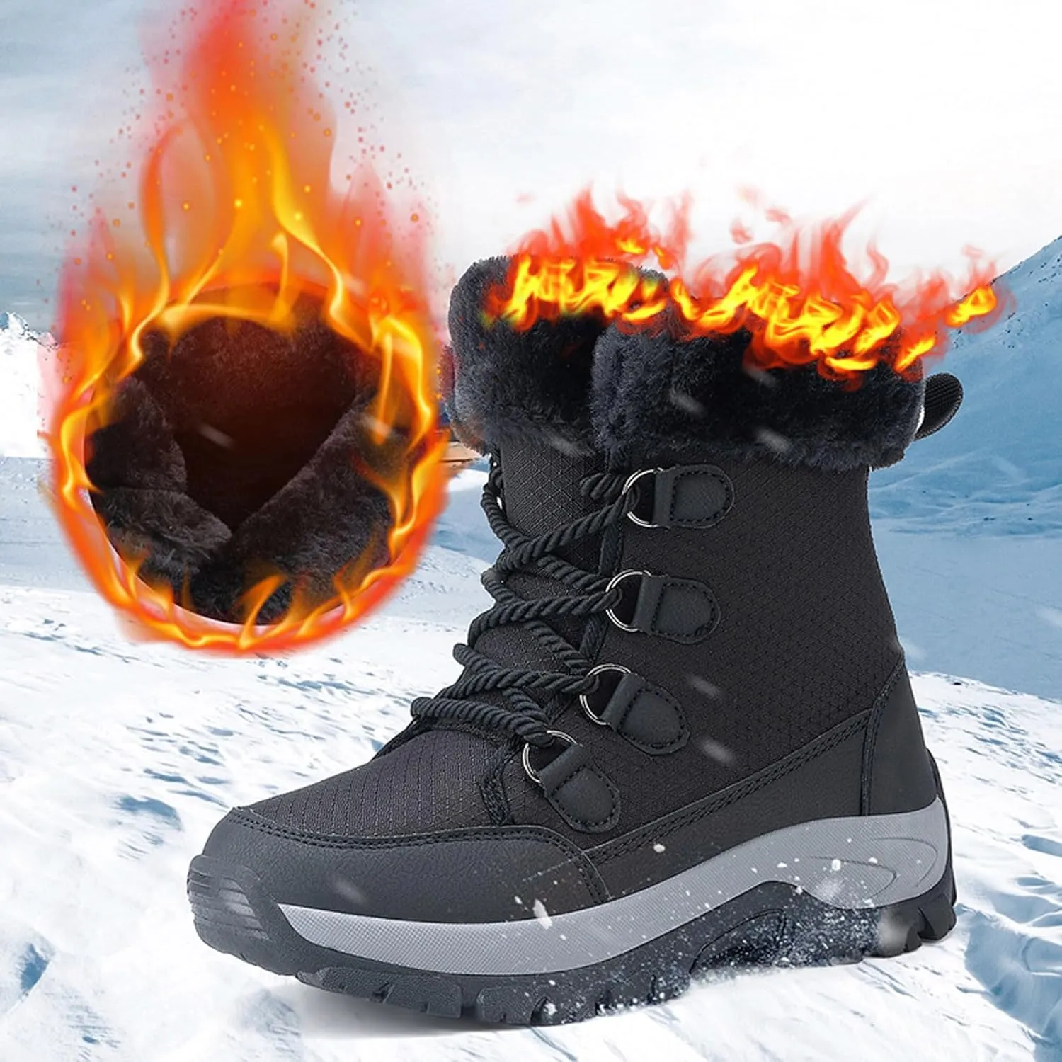 Women Snow Boots Winter Boots Couple Fashion Simple Solid Color Autumn Winter Thickened Warm Snow Riding Boots