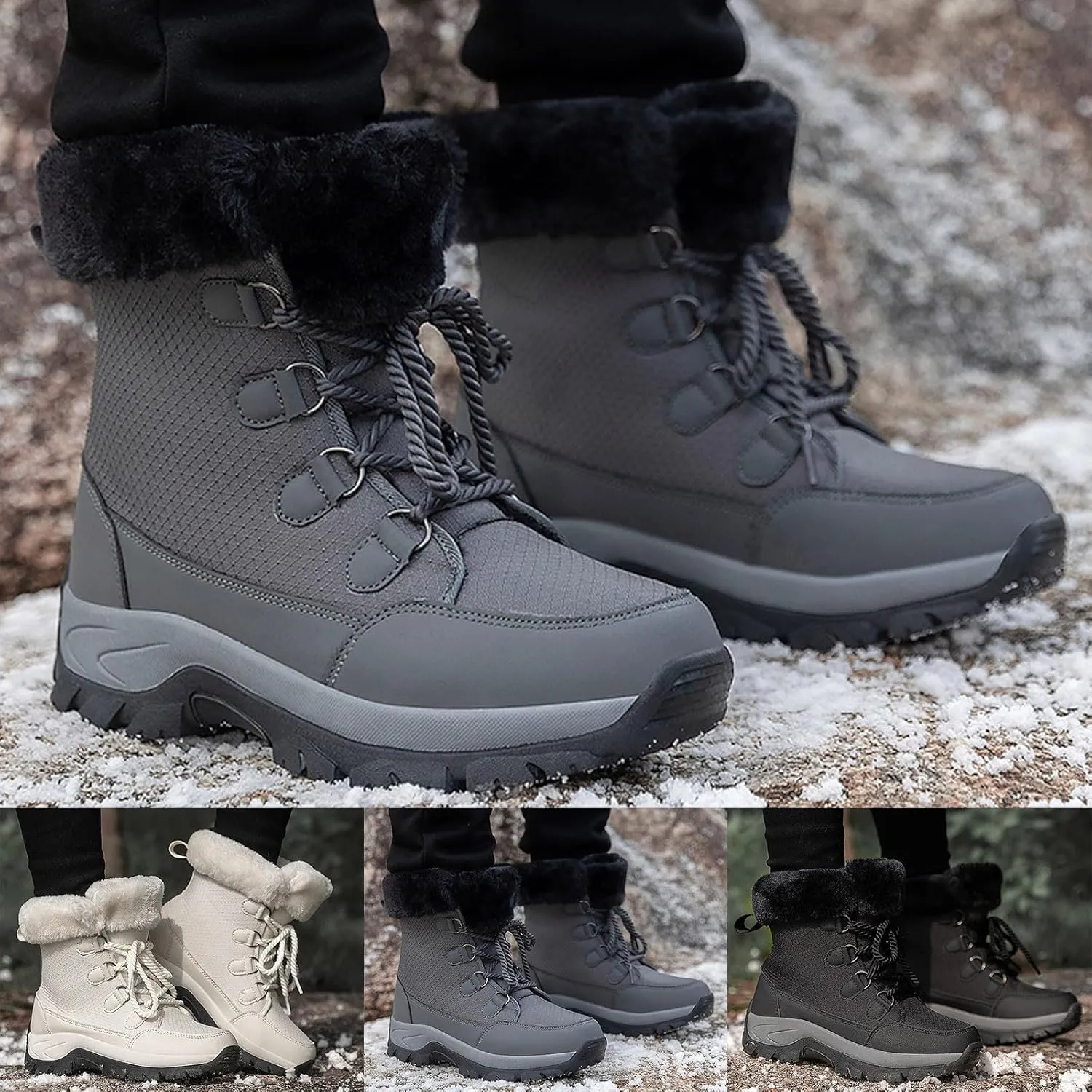 Women Snow Boots Winter Boots Couple Fashion Simple Solid Color Autumn Winter Thickened Warm Snow Riding Boots