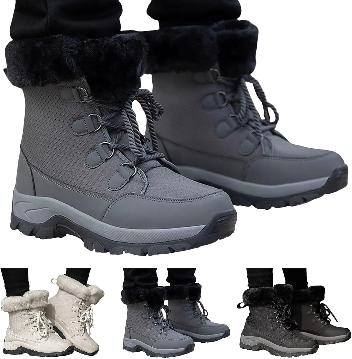 Women Snow Boots Winter Boots Couple Fashion Simple Solid Color Autumn Winter Thickened Warm Snow Riding Boots