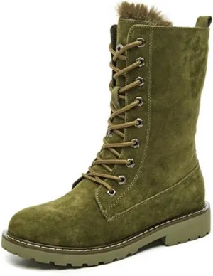 Womens Boots Genuine Leather Winter motorcycle boots Plush fur warm Womens snow boots Mid Calf boots product womens shoes
