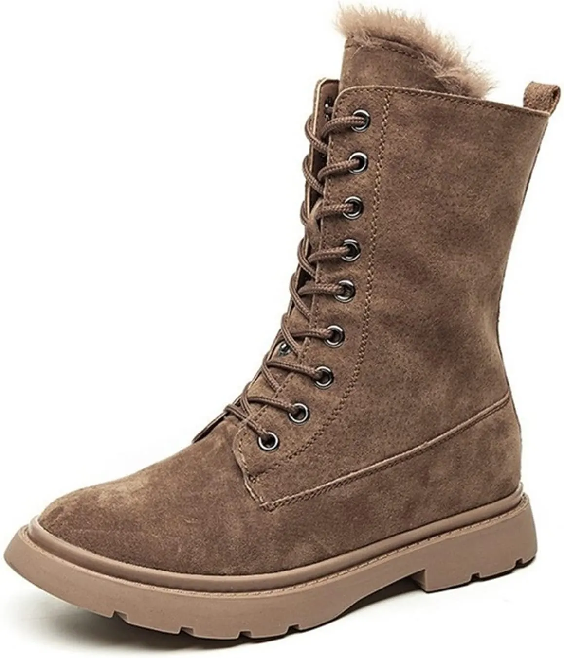 Womens Boots Genuine Leather Winter motorcycle boots Plush fur warm Womens snow boots Mid Calf boots product womens shoes