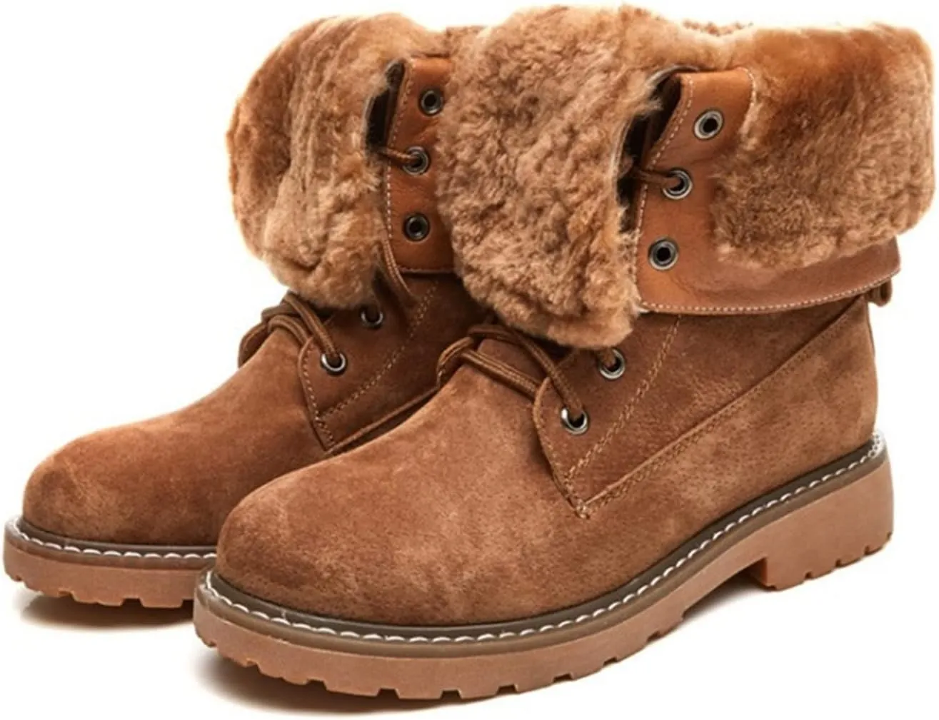 Womens Boots Genuine Leather Winter motorcycle boots Plush fur warm Womens snow boots Mid Calf boots product womens shoes