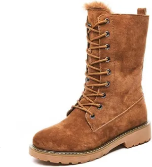 Womens Boots Genuine Leather Winter motorcycle boots Plush fur warm Womens snow boots Mid Calf boots product womens shoes