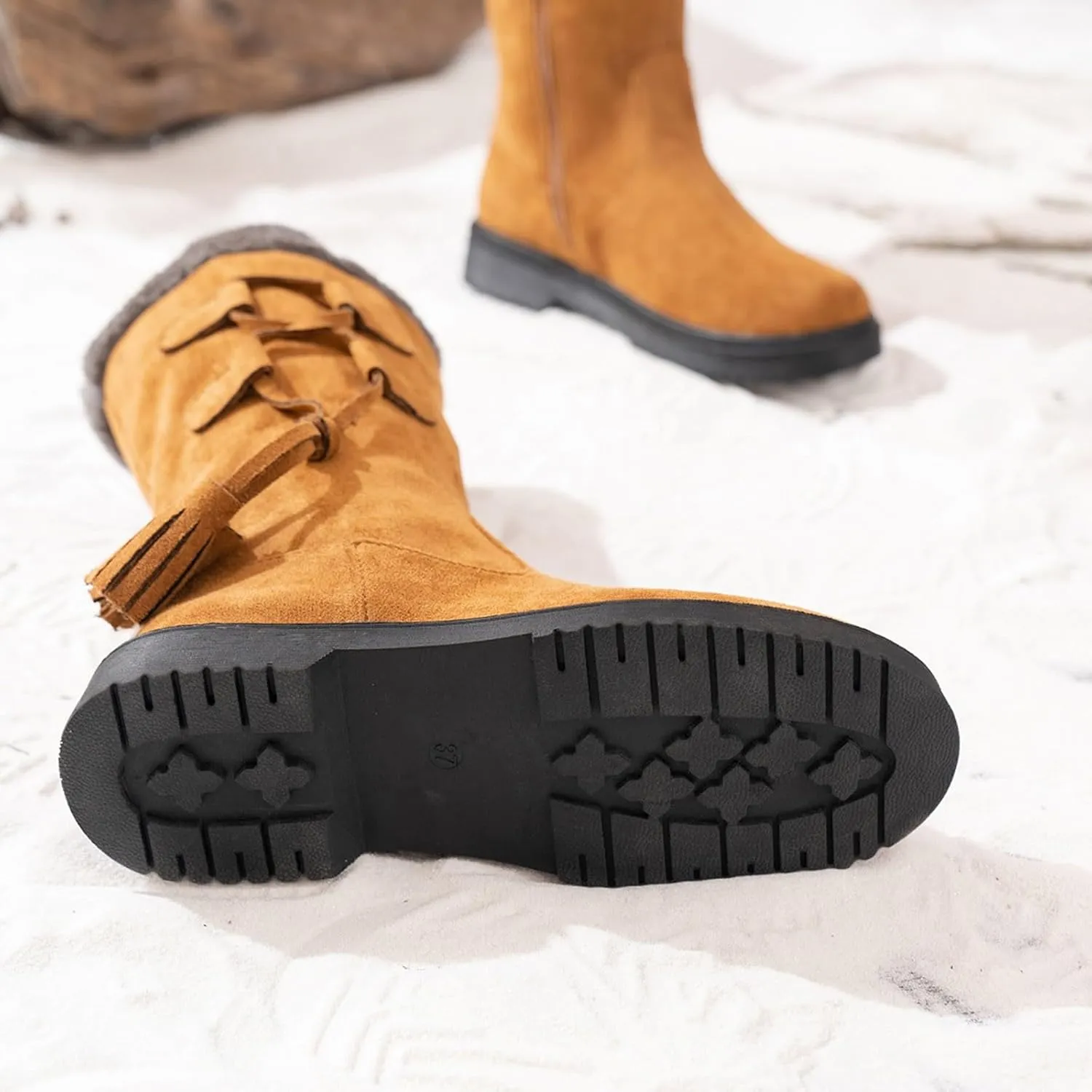 Women's Boots Mid Calf Snow Winter Boots for Women Warm Mid-Calf Boots Lined Non Slip Outdoor Casual Mid Calf Boots